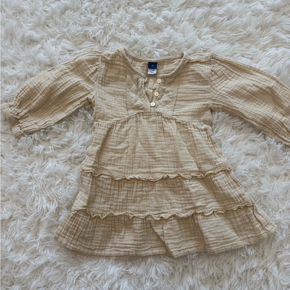 Old Navy Cream Baby Dress with Lace Accents